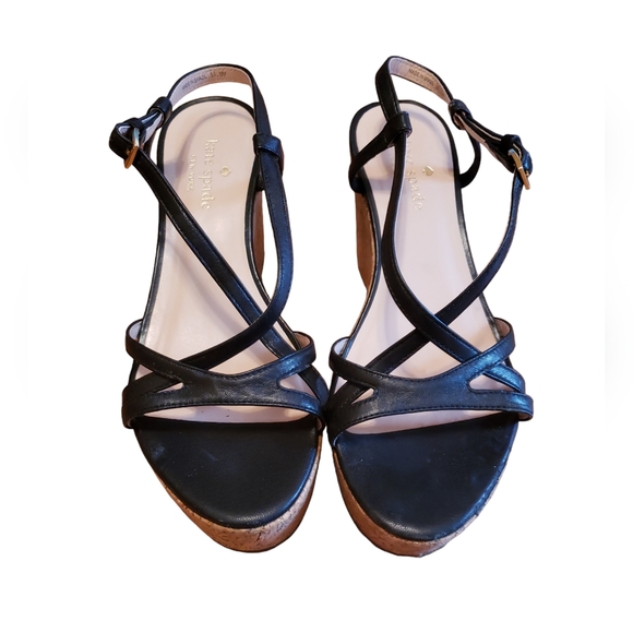 Kate Spade St Tropez Wedge Sandal in Black Size 6 - Picture 3 of 8